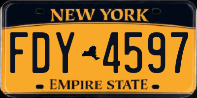 NY license plate FDY4597