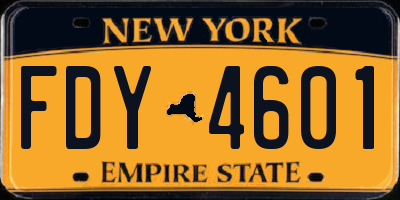 NY license plate FDY4601