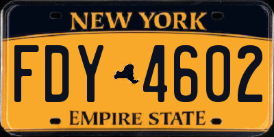 NY license plate FDY4602