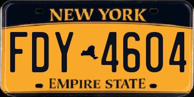 NY license plate FDY4604