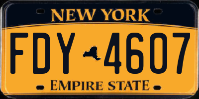 NY license plate FDY4607