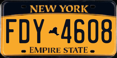 NY license plate FDY4608
