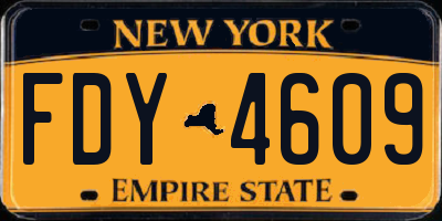NY license plate FDY4609