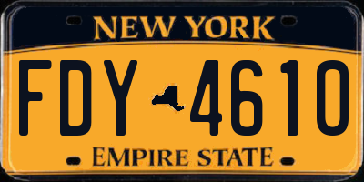 NY license plate FDY4610
