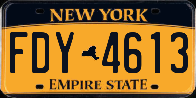NY license plate FDY4613