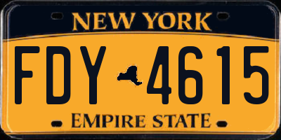 NY license plate FDY4615