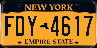 NY license plate FDY4617