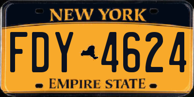NY license plate FDY4624
