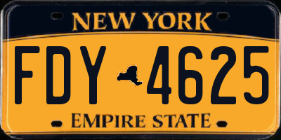 NY license plate FDY4625