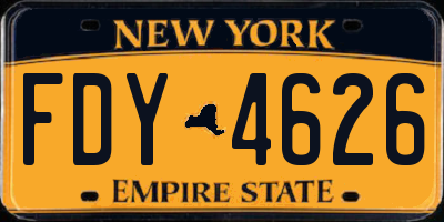NY license plate FDY4626