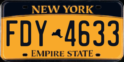 NY license plate FDY4633