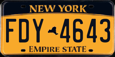 NY license plate FDY4643