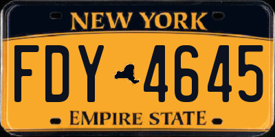 NY license plate FDY4645