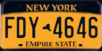 NY license plate FDY4646