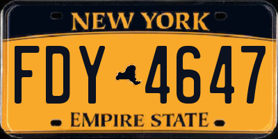NY license plate FDY4647
