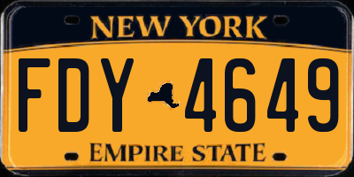 NY license plate FDY4649