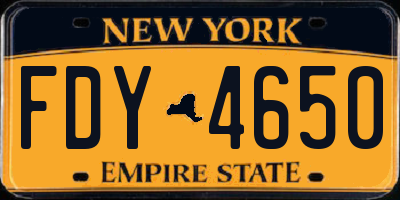 NY license plate FDY4650
