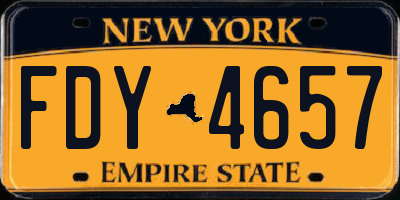 NY license plate FDY4657