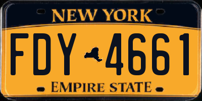 NY license plate FDY4661