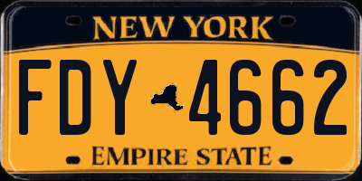 NY license plate FDY4662