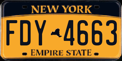 NY license plate FDY4663