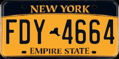 NY license plate FDY4664