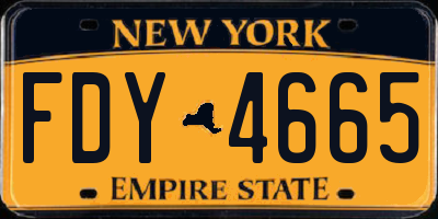 NY license plate FDY4665
