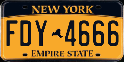NY license plate FDY4666