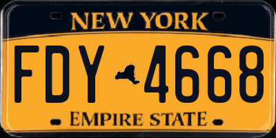 NY license plate FDY4668