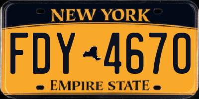 NY license plate FDY4670
