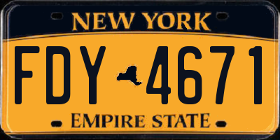 NY license plate FDY4671