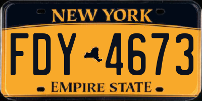 NY license plate FDY4673