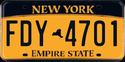 NY license plate FDY4701