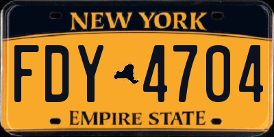 NY license plate FDY4704