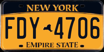 NY license plate FDY4706