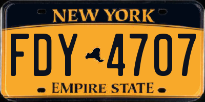 NY license plate FDY4707