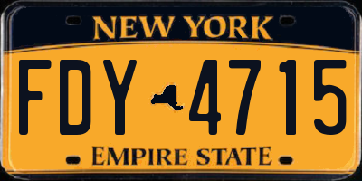 NY license plate FDY4715