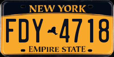 NY license plate FDY4718