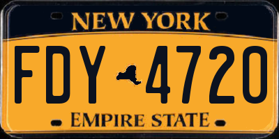 NY license plate FDY4720