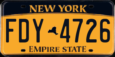 NY license plate FDY4726