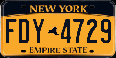 NY license plate FDY4729