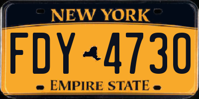 NY license plate FDY4730