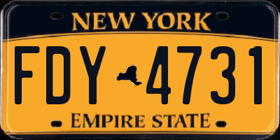 NY license plate FDY4731