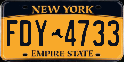 NY license plate FDY4733