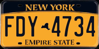 NY license plate FDY4734