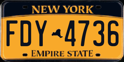 NY license plate FDY4736