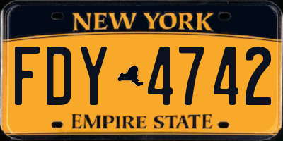 NY license plate FDY4742