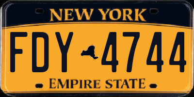 NY license plate FDY4744