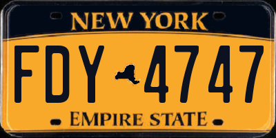 NY license plate FDY4747