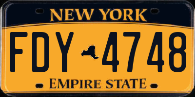 NY license plate FDY4748